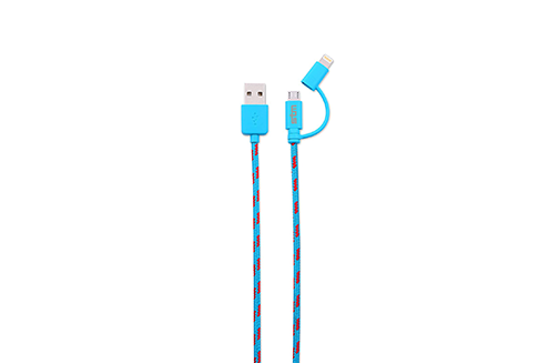 Roll over image to zoom in STM Elite Cable, Braided 2-in-1 Lightning & Micro USB Cable (1m) - Blue (stm-931-096Z-20)
